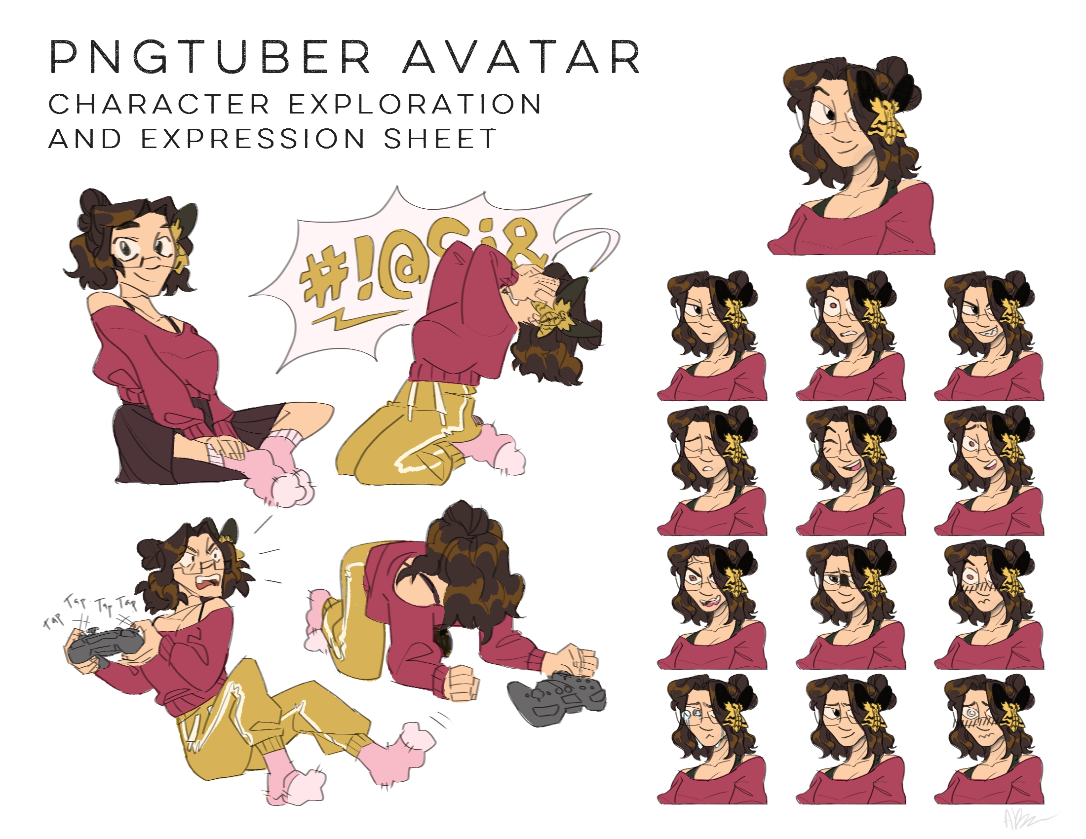 Expression sheet for the png-tuber ''Queen''.